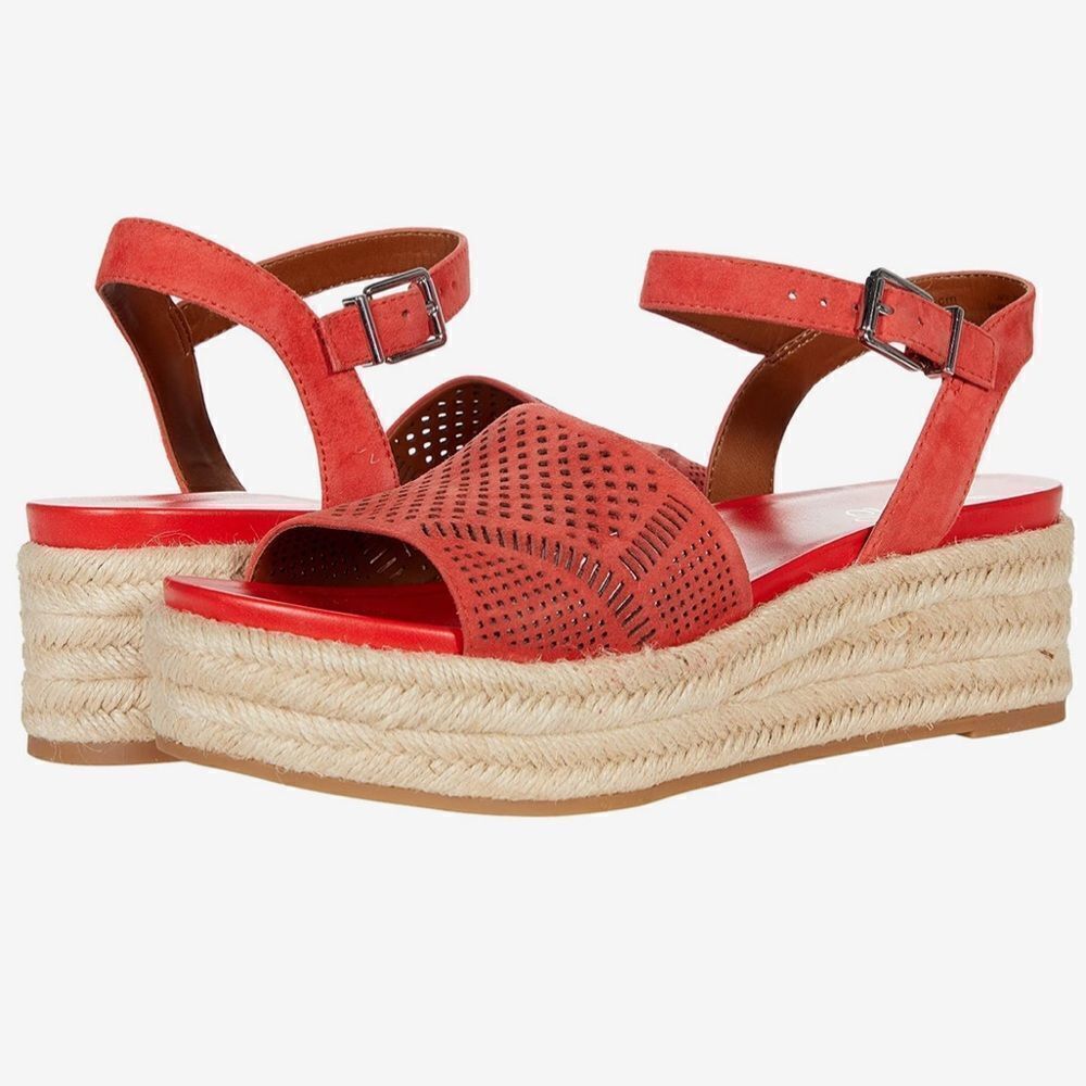 Franco Sarto Wedge Sandals Tennia Espadrille Platform Sandal Tangelo Suede Size